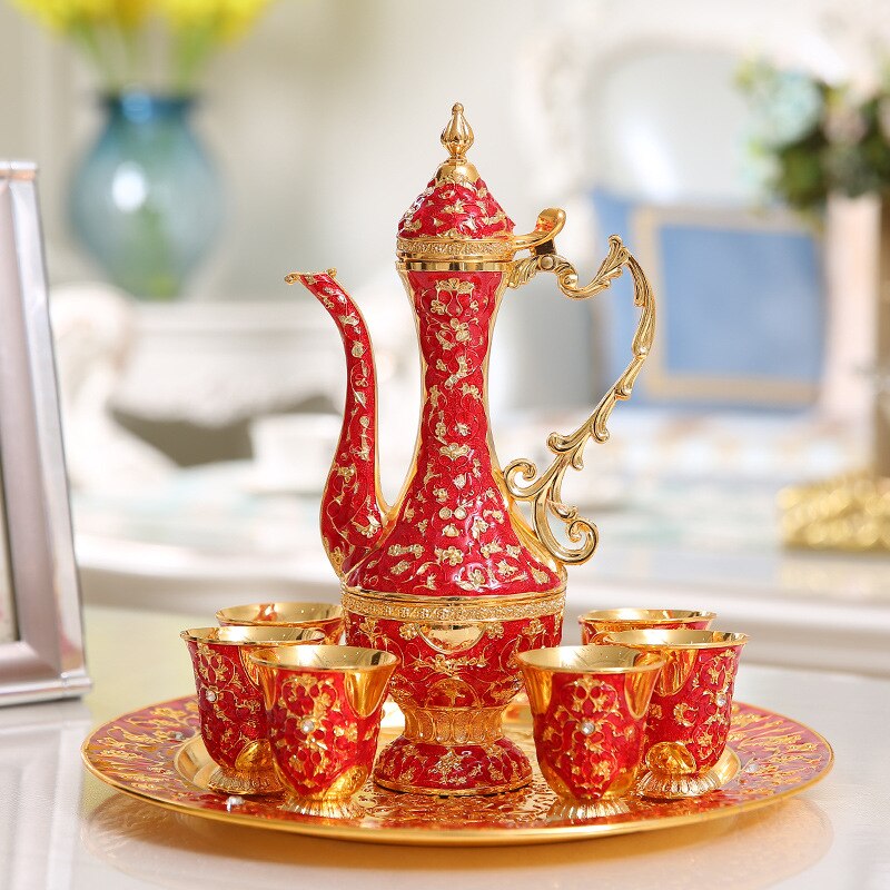 High-End Liquor Wine Set Antique European-Style Box Jin Wedding Birthday Living Room Decoration