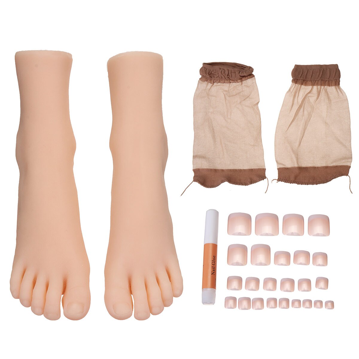 1 Pair Female Foot Sock Silicone Girl Feet Mannequin Foot Model Tools for Shoes and Socks Anckle Chains Display 29 Size