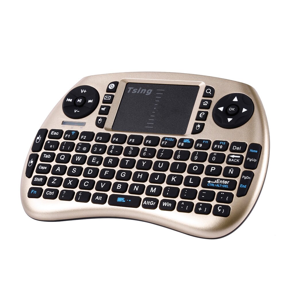 Portable Handheld Wireless Keyboard Touchpad Multi-media for TV Box Media TV PC Stick Laptop for Raspberry PI PS3 French Spanish: Spanish gold