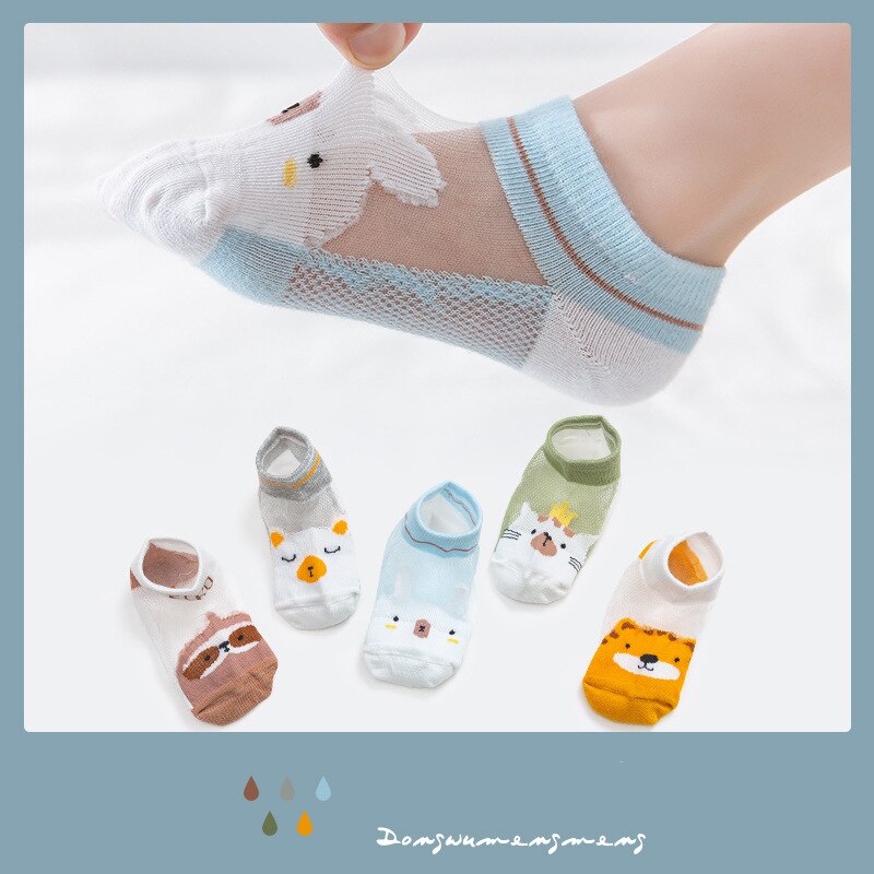 5 Paren/partij Kinderen Katoenen Sokken Mesh Sokken Jongen Meisje Baby Baby Ultradunne Mode Ademend Effen Voor Zomer 0-12T Teens Kids: 5Pairs Style3 / XL 9-12Years old