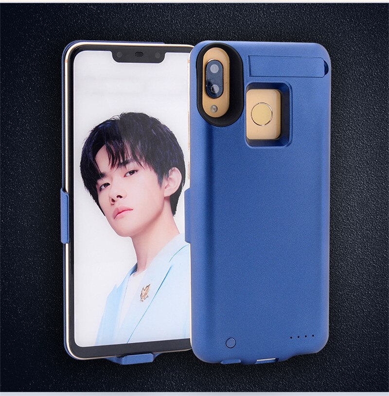 6500mah de alta qualidade ultra fino carregador rápido caso bateria para huawei honor play power bank voltar braçadeira bateria de carregamento capa: Azul