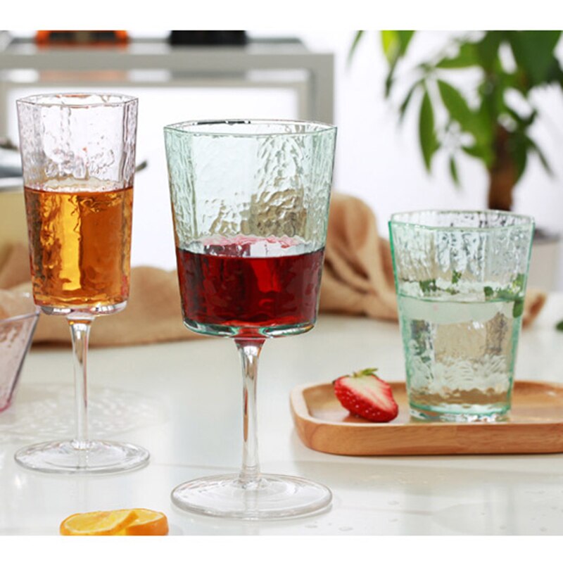 2Pcs Wedding Champagne Glasses Crystal Wine Glasses Hammer Pattern Cups Red Wine Diamond Brandy Wedding Luxury Drinkware