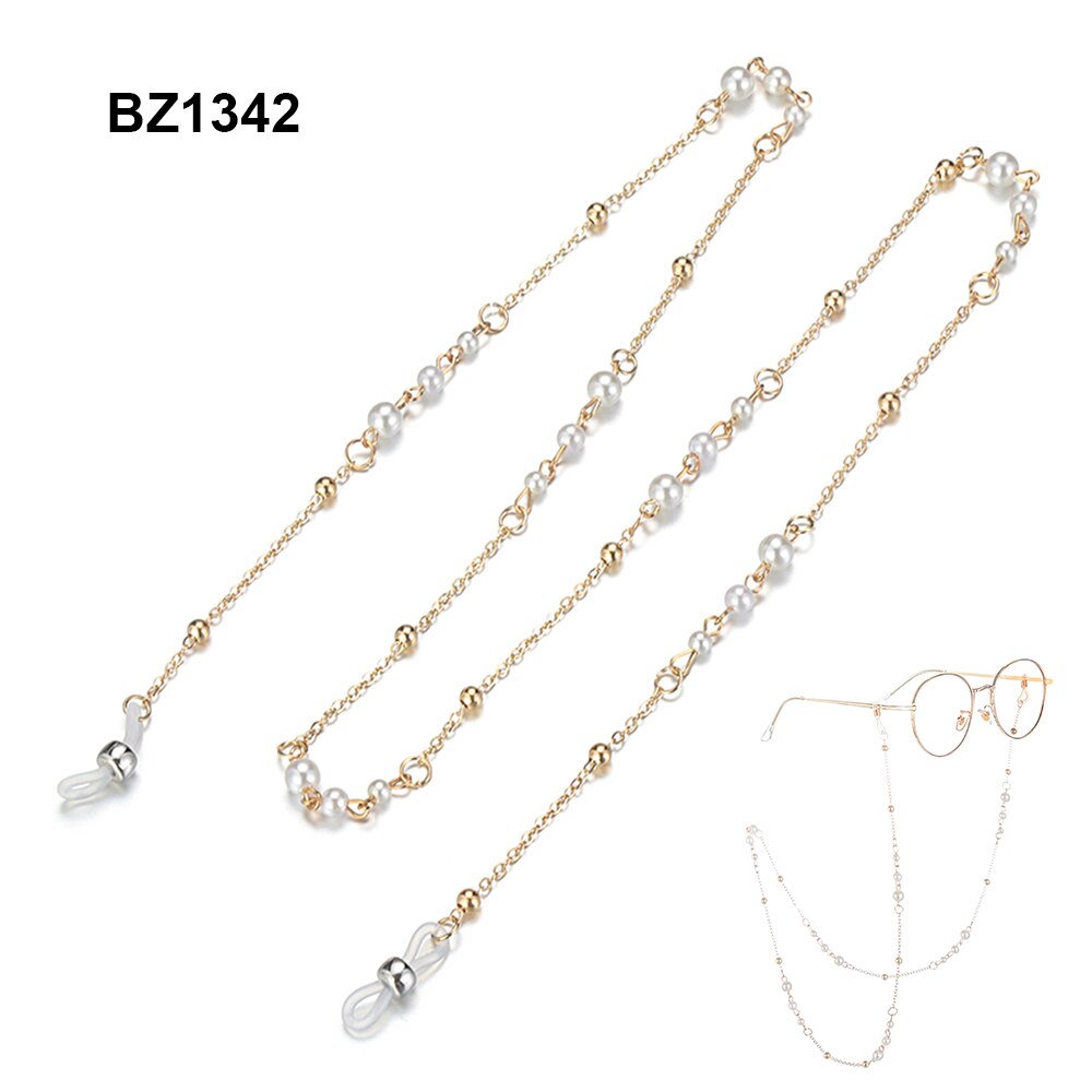 Womens Beaded Glasses Chain Eyeglass Chains Sunglasses Reading Leaf Eyewears Cord Holder Gold Black Neck Strap Rope 70/80/90cm: BZ1342