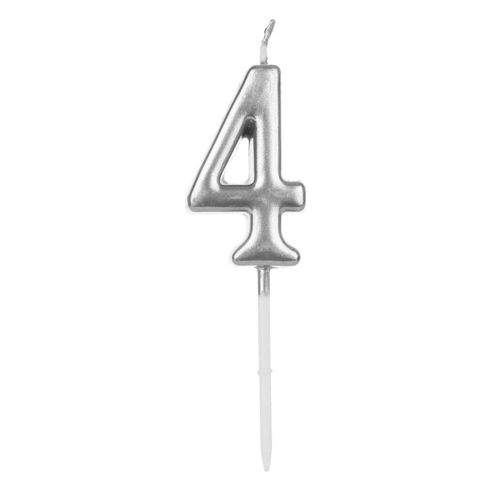 1 PC Gelukkige Verjaardag Nummer 0-9 Kaarsen Rose Gold Sliver Cake Topper Feestartikelen Cupcake Decor Cake topper: 4silver