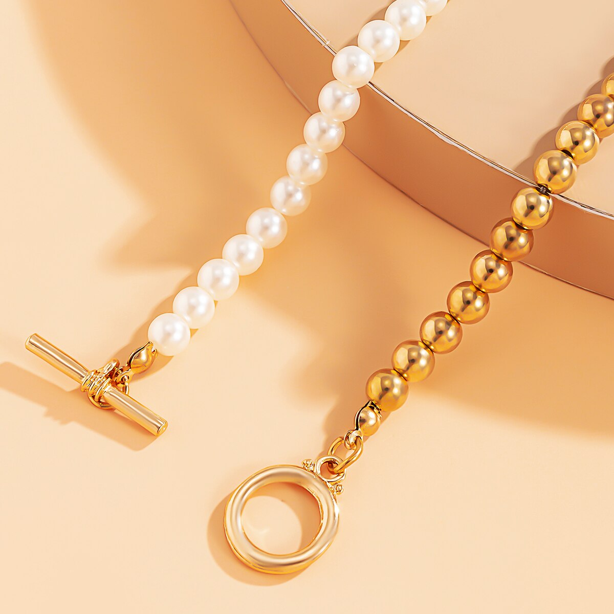 Collar de perlas barrocas para mujer, vestido de novia Punk con cierre de palanca, Lariat gargantilla de círculo de cuentas, collar de joyas, novedad de