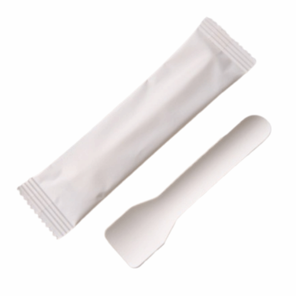 100 stk. individuell pakning engangs skje gaffel hvite nedbrytbare iskremskjeer slitesterke miljøvennlige dessertkakeskjeer: Sølv