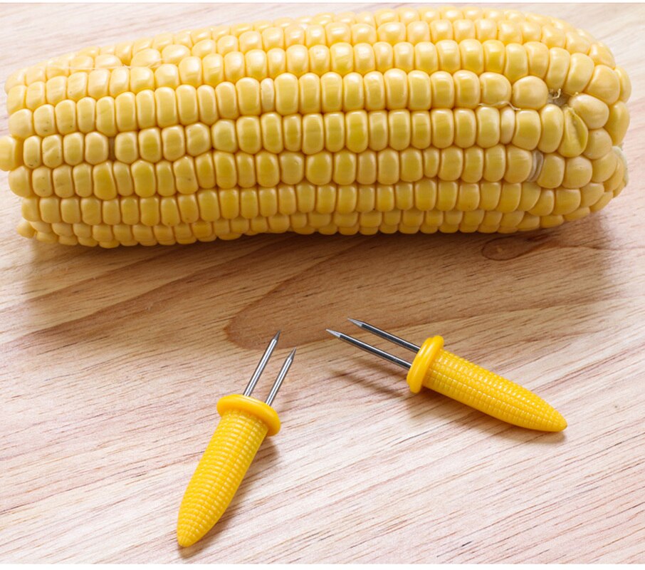 12 stk. majs på cob-holdere rustfrit stål grillspidser spyd gafler festgrilling grillværktøj