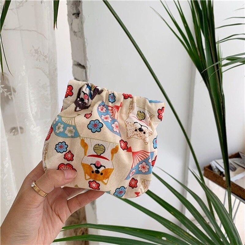 Bolsas de moedas animal impressão floral pequenas meninas bonito cordão kawaii carteira na moda casual coreano ulzzang harajuku multi-função