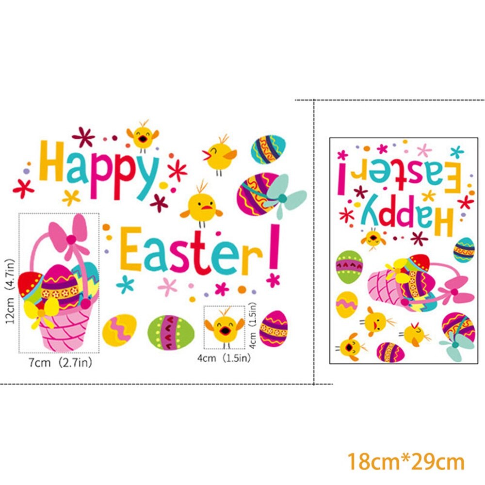 Happy Easter Electrostatic Window Stickers Rabbit Eggs Chick Wall Sticker Easter Decor for Home Easter Party Bunny Wall Decals: L
