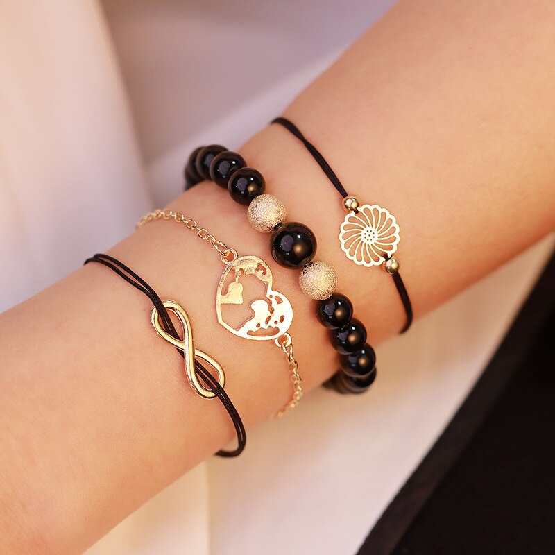 Bracelet Sets Minimalist Gold Color Hollow Lotus Bangle Bracelets for Women Exquisite Party Jewelry: BR18Y0367