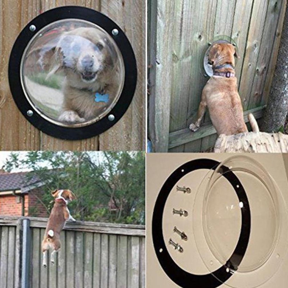 Pet Window Dog Fence Window Clear View Dome Pet Peek Window Transparent Semicircular Acrylic Fence Window Pet Supplies
