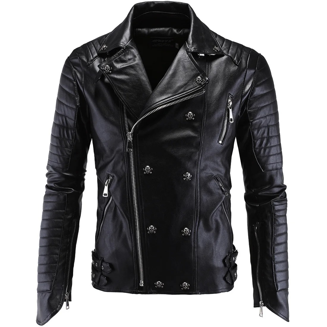 Herren Revers Lederjacke retro Enge Motorrad PU Jacke Lässige Lederjacke Europäische Größe Kurze Herren PU Jacke: XL / Himmel Blau