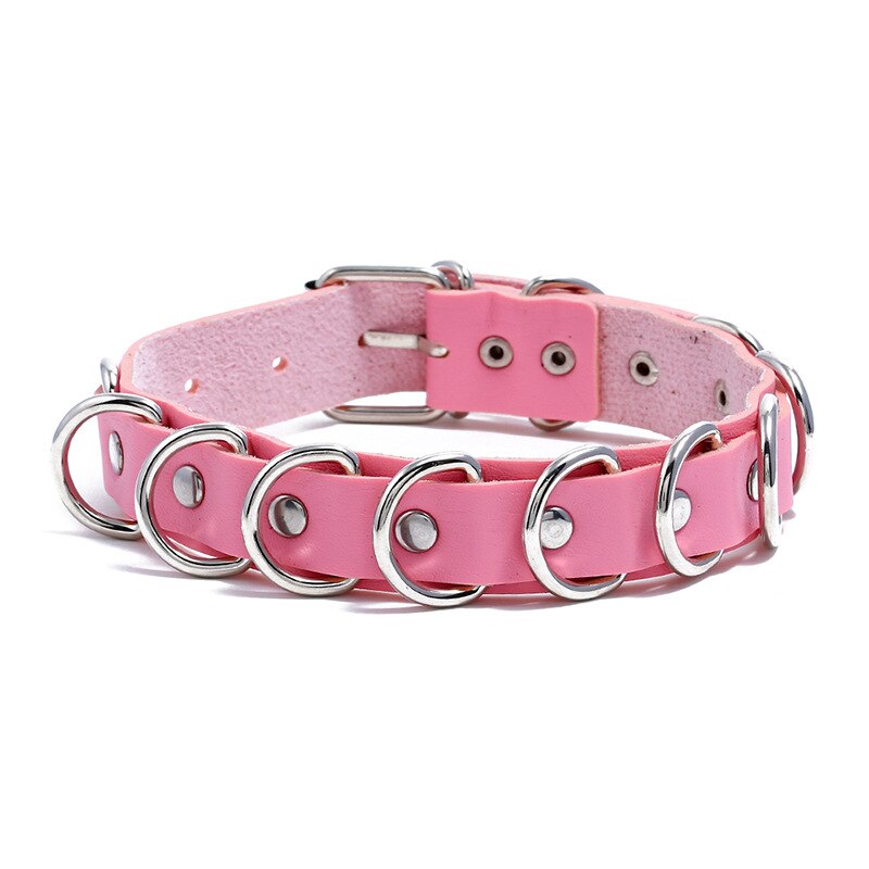 WANGAIYAO&#39;s nuovo la moda punk Gotico squillare collana in pelle sexy discoteca sbarra collo colletto rilegato uomo e donna clavicola chai: rosa