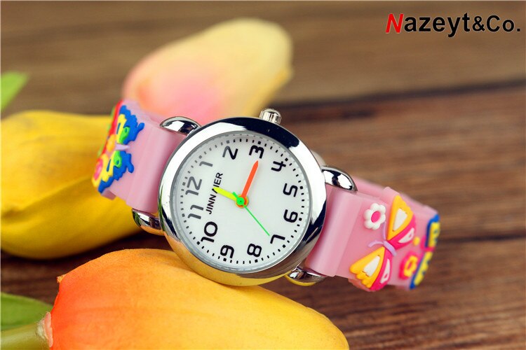 kids horloge kinderen 3D eenvoudig siliconen band sport horloge jongens en meisjes horloge: Roze