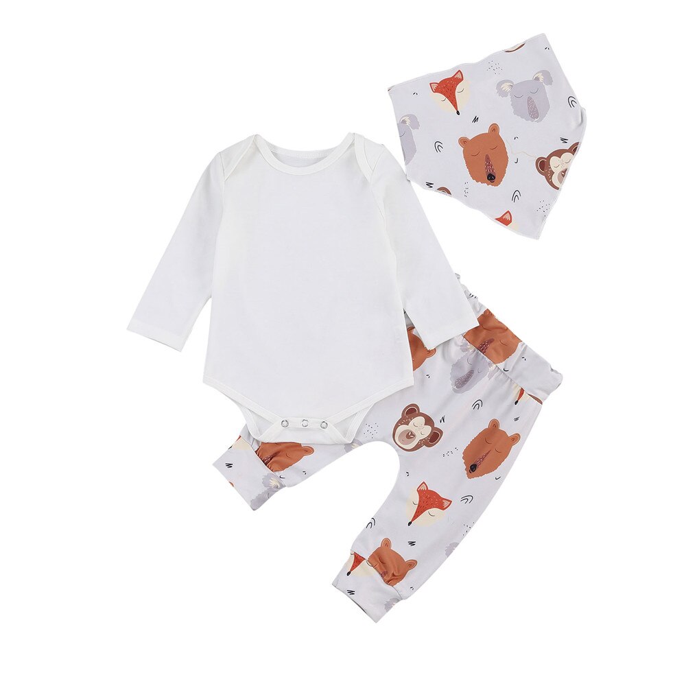 thumbnail image 2 of 3-Piece Baby Bear Outfit Set - Cute Long Sleeve Romper & Pants For Newborn Boys & Girls 2 of 11
