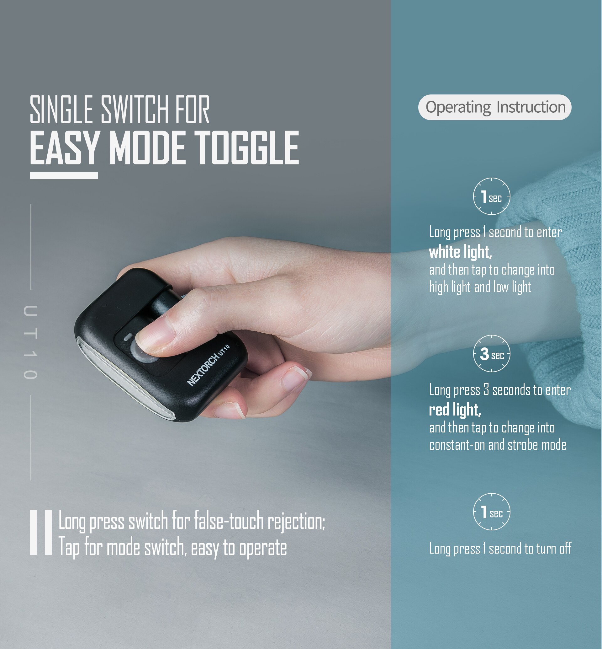 NEXTORCH 170 Lumens Multifunction LED Light Lightweight Compact USB Rechargeable Torch for Cap Light Headlamp Bicycle Light