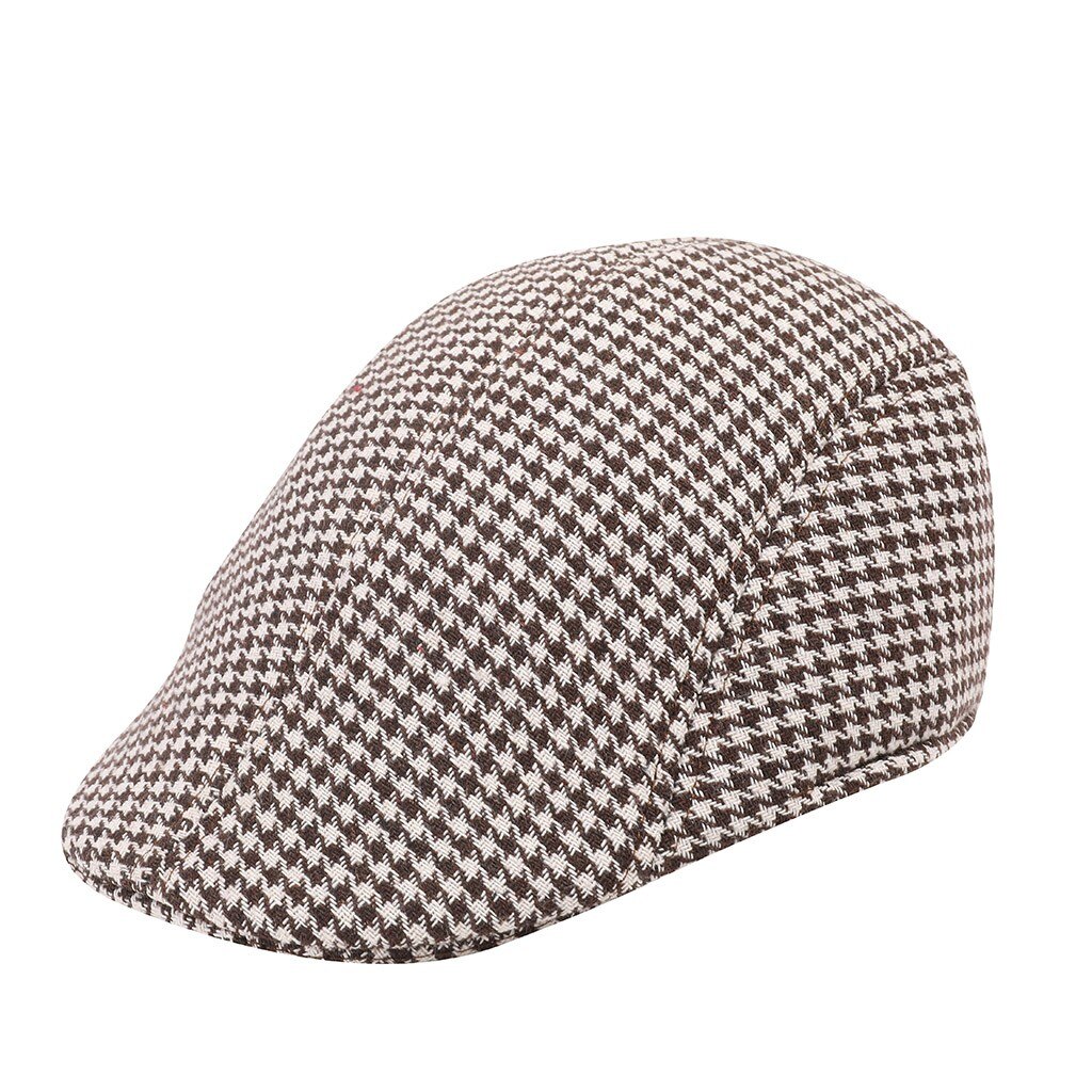 Mannen Vrouwen Soft Houndstooth Retro Hoeden Casul Ademend Winter Warm Comfort Baret # p2: A