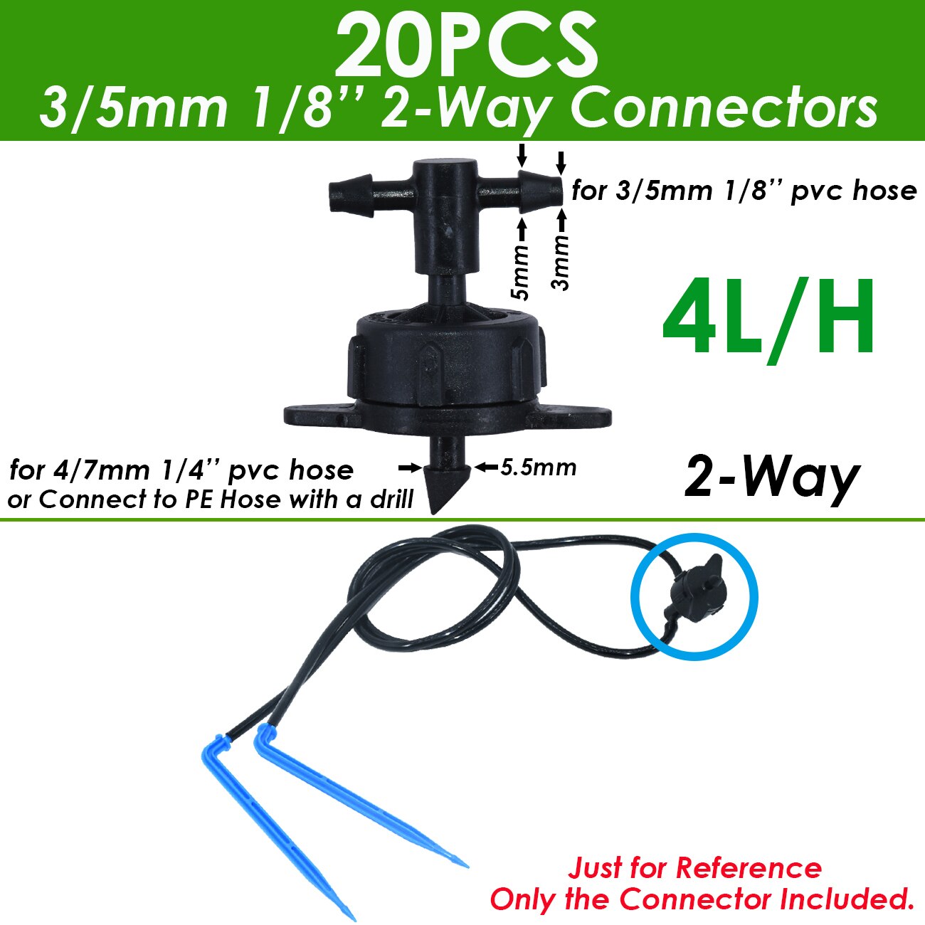 KESLA Irrigation Sprinkler 1/8 Inch Water Pipe Tee Connector Bend Arrows Drippers Fitting Repair 2&amp;4 Way for 3/5 mm Hose Garden: KSL01-KIT162-4L-2WAY