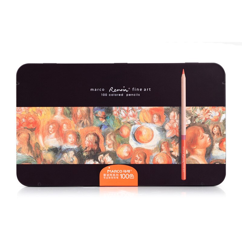 MARCO Renoir 3100 Oil Colored Pencils 120 Colors Set Tin Box Drawing Pens Botanic Landscape Portrait Painting