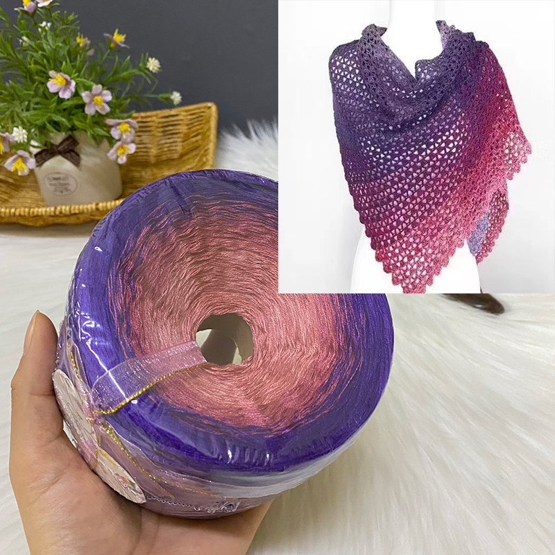 Organic Cotton Cake Line Gradient Color Baby Wool, DIY Handmade Knitting Line, Crochet Line, Shawl Long Skirt Sweater, 300g/Ball