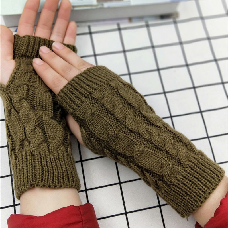 1 par vinter unisex vanter arm ærme varmere fingerløse strikkede lange handsker manga para brazo mujer kvinder mænd armopvarmere