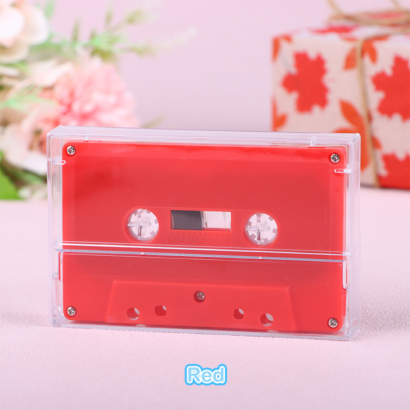 1Set Standard Cassette Color Blank Tape Player With 45 Minutes Magnetic Audio Tape Clear Storage Box For Speech Music Recording: Red