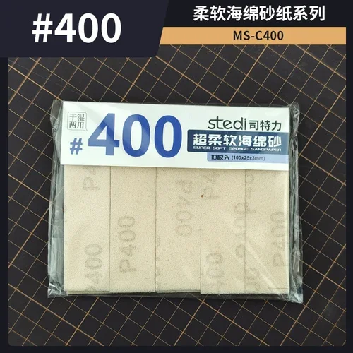 Modelo de papel de lija Stedi, herramientas de papel de lija, tablero de pulido, juego de herramientas de papel de lija de esponja para herramientas de construcción de modelos, Hobby DIY: Plata