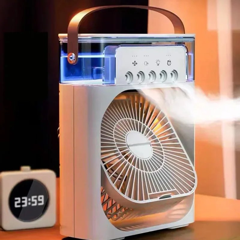 Xiaomi Mijia-ventilador de escritorio portátil 3 en 1, aire acondicionado USB, luz nocturna, ajuste de niebla de agua hidráulica, ventilador silencioso de 3 velocidades para el hogar