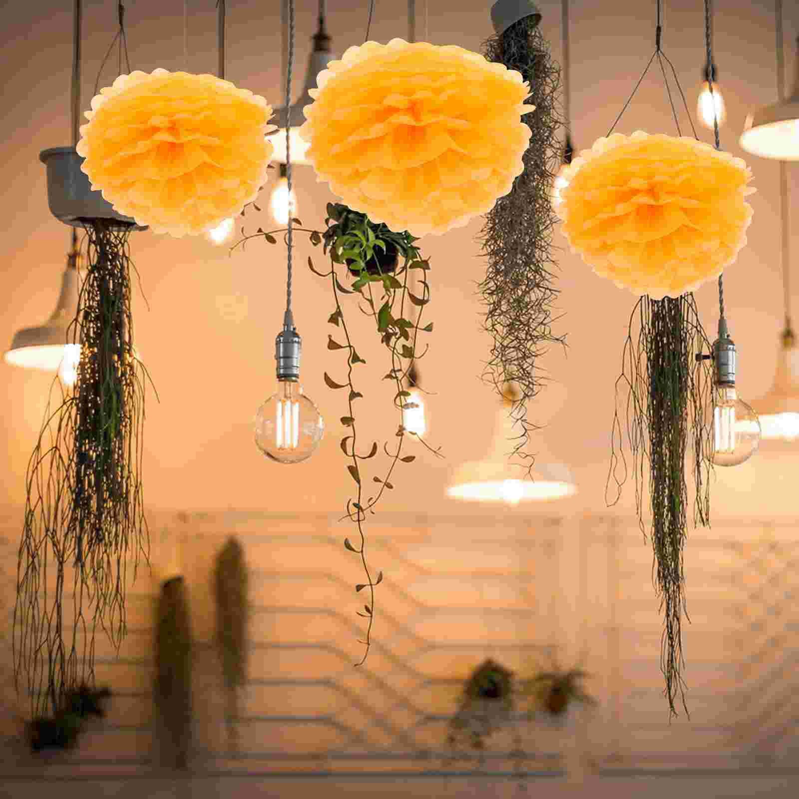 12pcs Hanging Paper Pom Flower Balls Wedding Flower Balls Decors Party