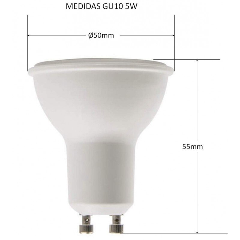 (LA) GU10 LED 5W, 120 grados de apertura. Halogeno LED 550 lumenes- Recambio bombillas 50W