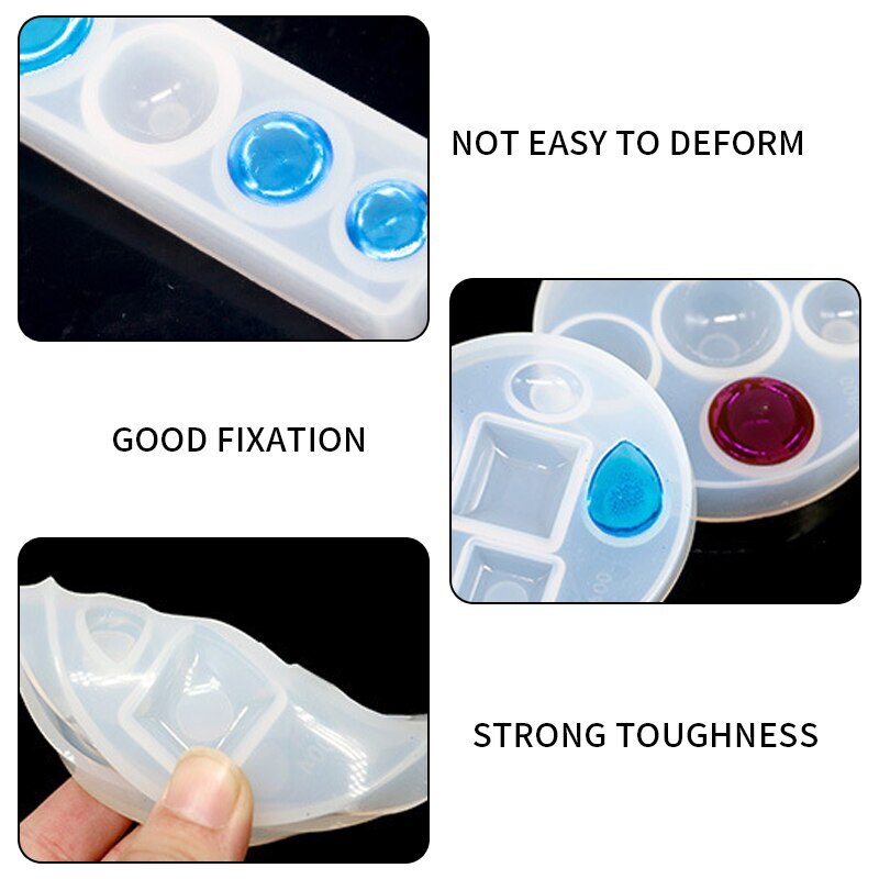 Gemma Del silicone Della Muffa Del Fondente Della Muffa di Vetro Dello Specchio Dotato di Fondo di Cristallo FAI DA TE Bianco Della Decorazione Del Mestiere di Cristallo Gocce di gel di Silice