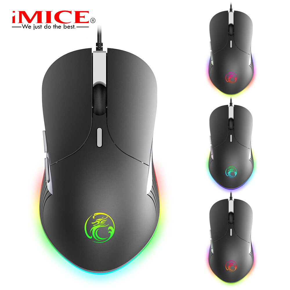 IMICE X6 Wired Game Mouse Electric Competition Eating Chicken Luminous Colorful RGB Programmable 6D Mouse Optical Mouse