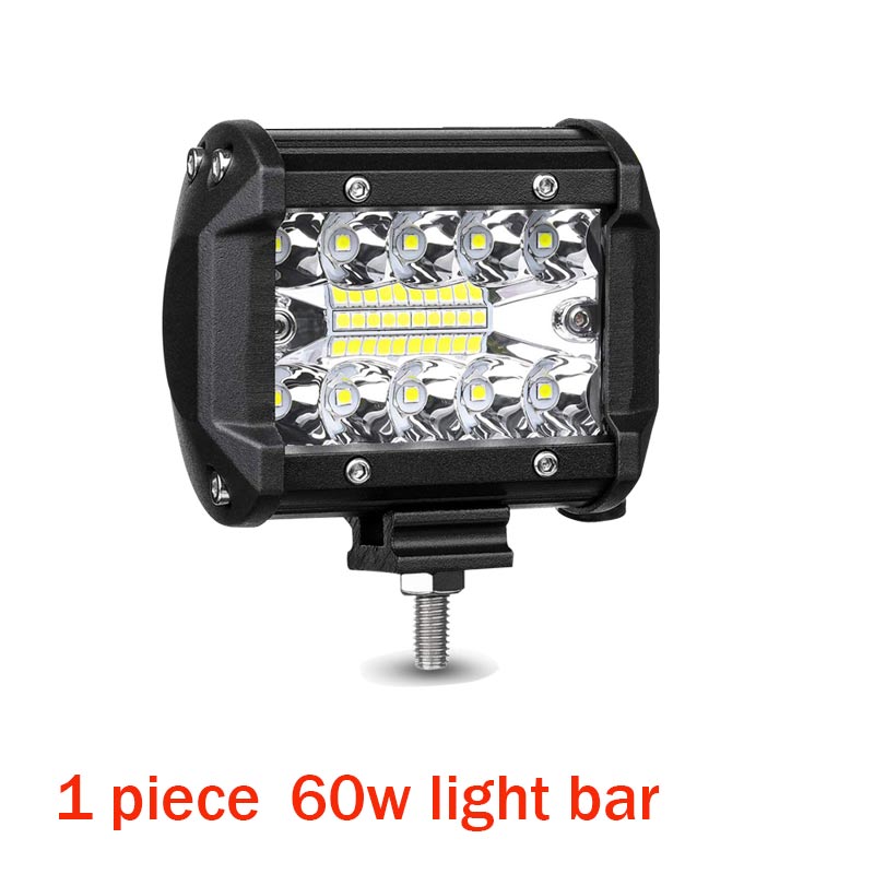 7 tommer 120w combo led lysbjelker spot flomstråle for arbeidskjøring offroad båt bil traktor lastebil 4 x 4 suv atv 12v 24v: 1 x 60w 4 tommer