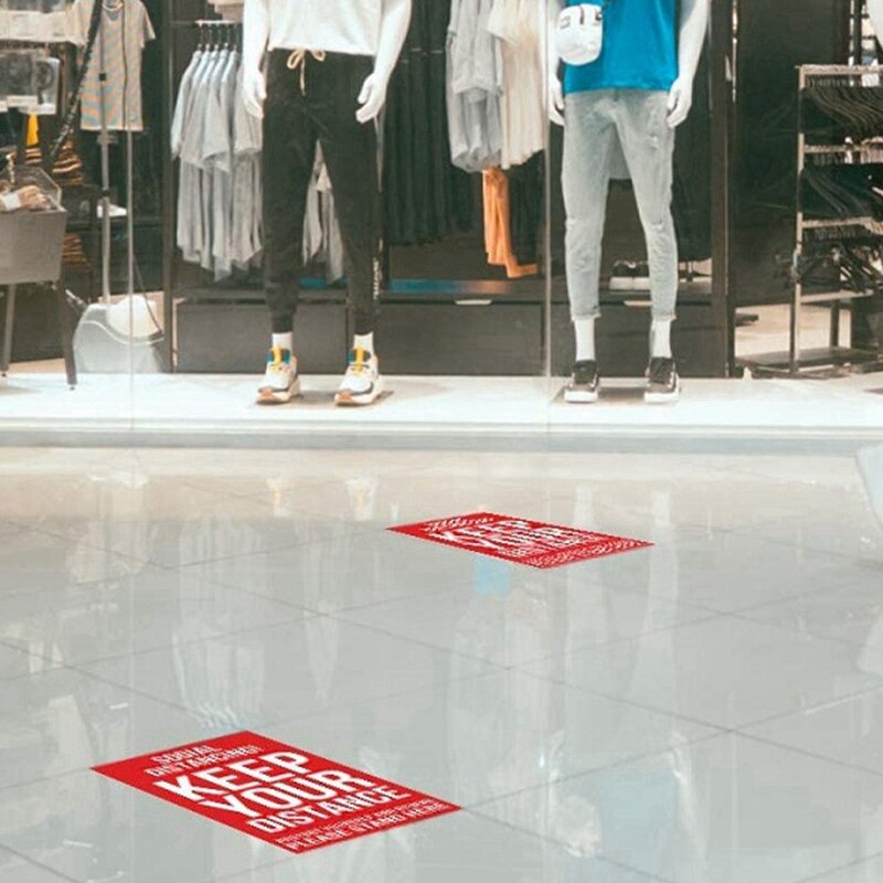 5Pcs/Lot Floor Sticker Social Distance Keep Your Distance Decals Sing Safety Stickers for Supermarket Banks