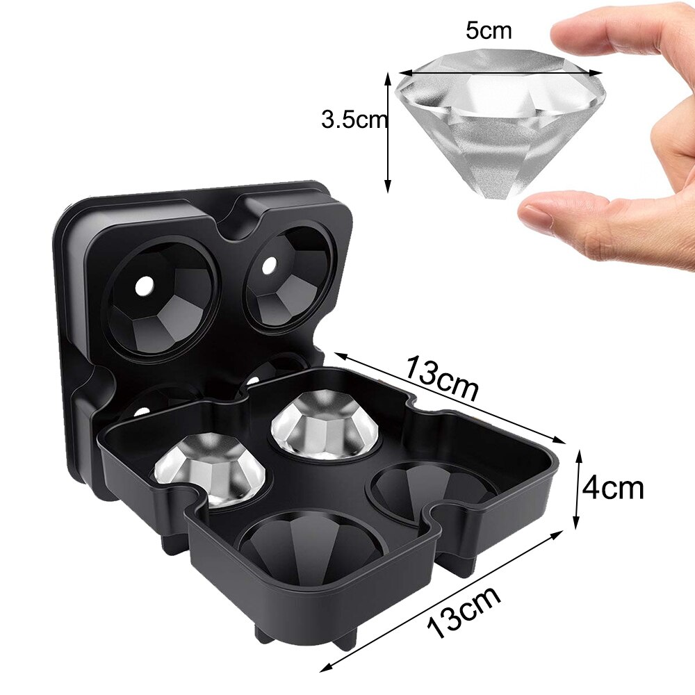 Silicone Diamond Ice Cube Tray Reusable Ice Cubes Maker Diamond Shaped Ice Cream Moulds Whiskey Wine Cocktail Bar Party Tools