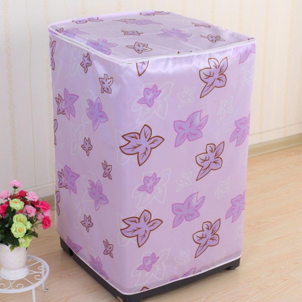 Washing Machine Cover Waterproof Front Loading Zipper Case Floral Printed Easy To Clean Home Dust Proof Accessory Decoration