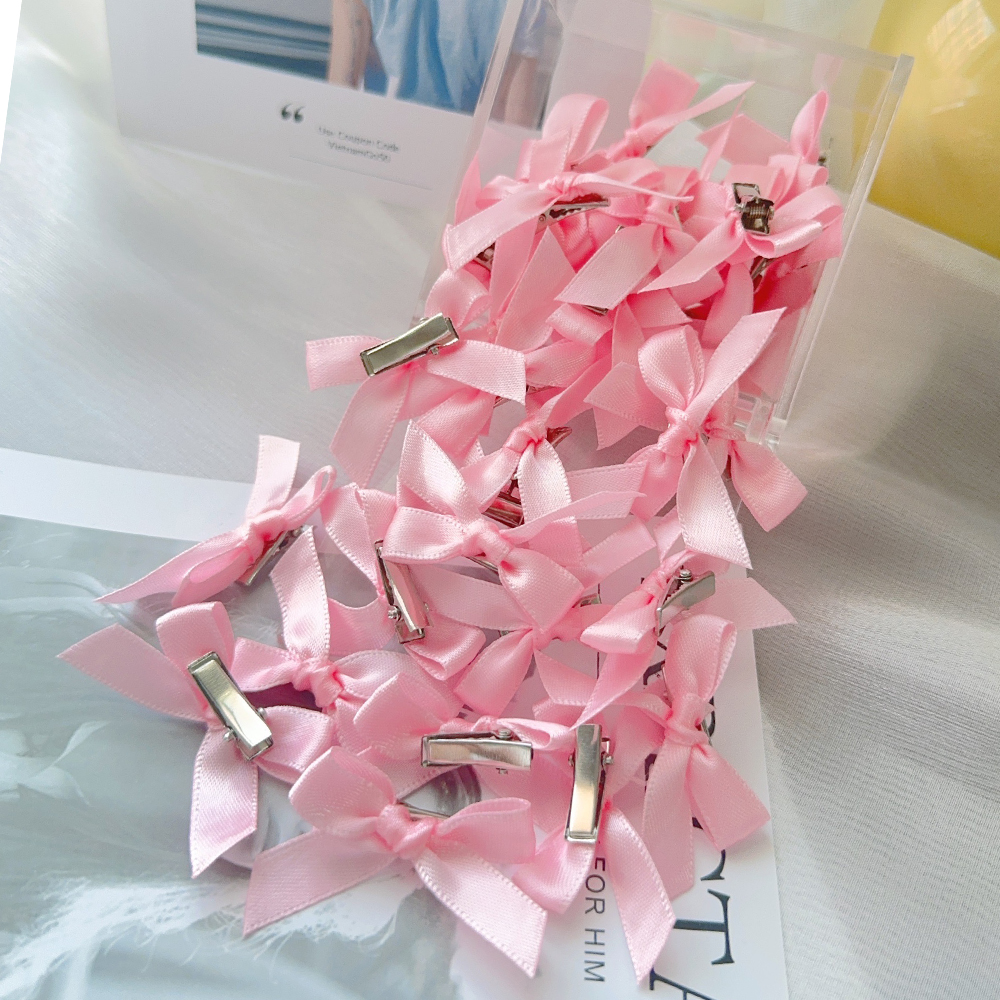 4/6/8/10 Uds. Mini lazo de Color sólido dulce para niños con pinza para el pelo, cinta estilo Ballet para niñas, accesorios para el cabello trenzados al por mayor