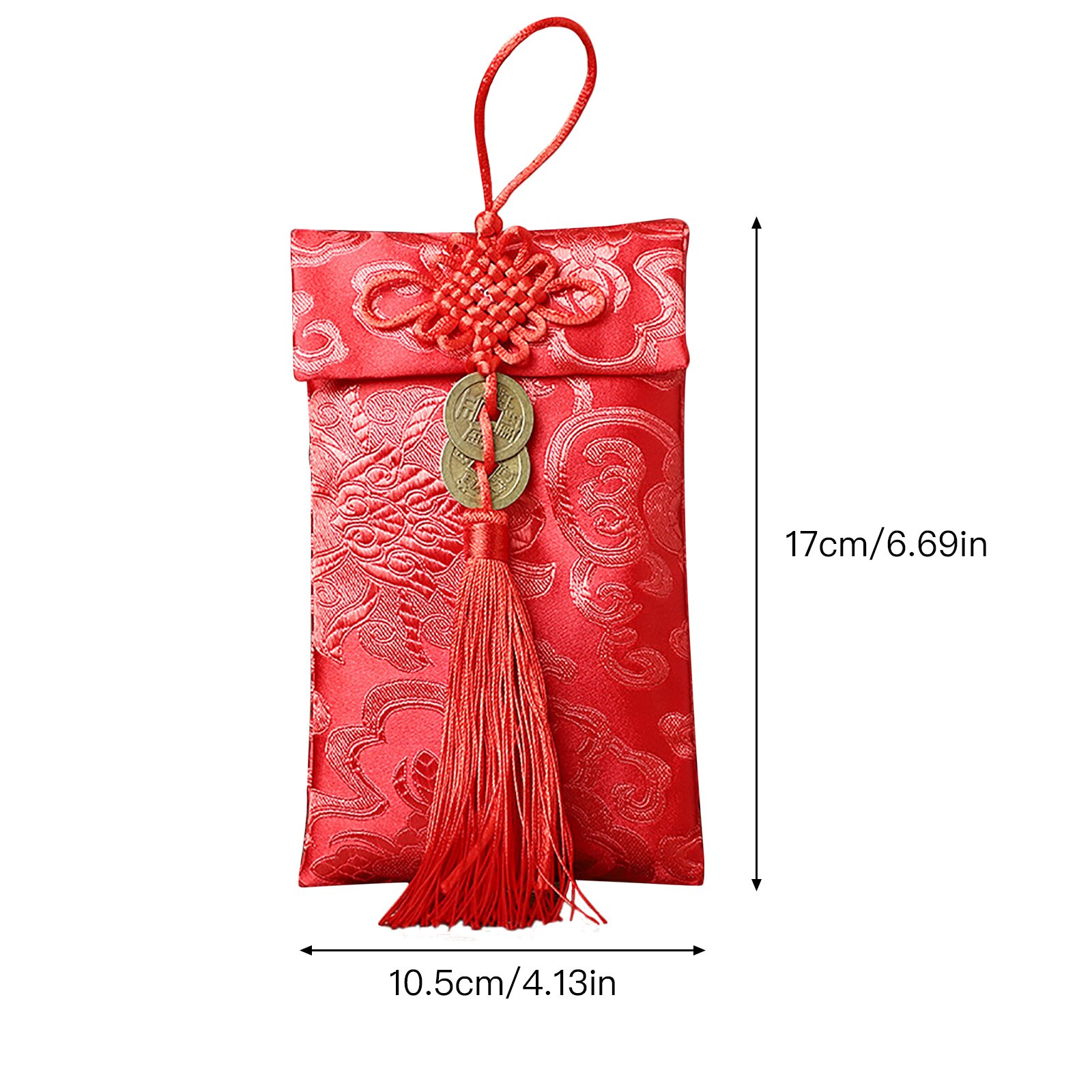 Year Red Envelope Red Celebration Silk 6Pcs/Set Embroidery Pattern Chinese Year Lantern Festival Red Purse