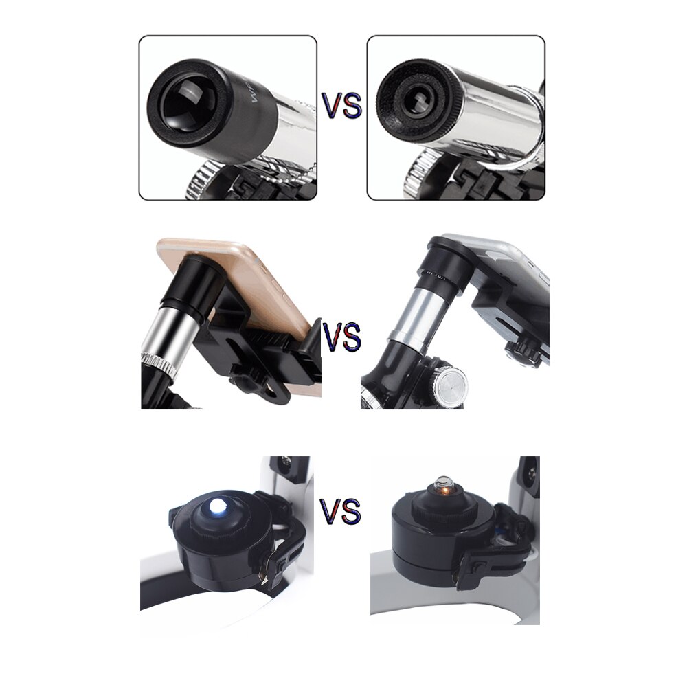 100X-600X-1200X Kids Beginner Biological Upgraded Microscope Metal Body LED/Mirror Light Source with Carrying Alloy Storage Box