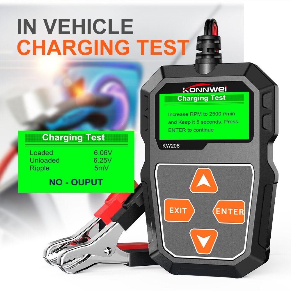 KONNWEI KW208 12V Battery Test Battery Detector Car Battery Charger Tester Analyzer Car Charging Loading Tester Analyzer Tool