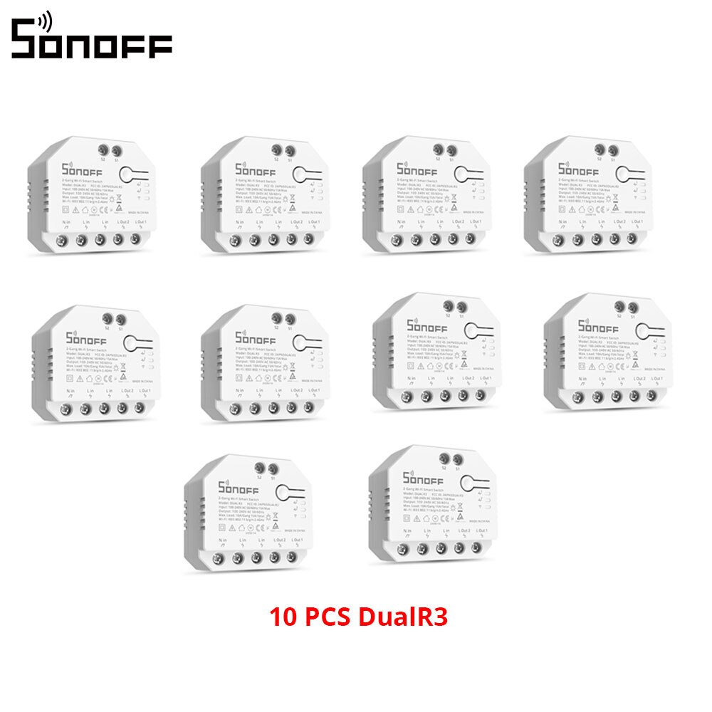 Itead SONOFF DualR3 2 Gang Dual Relay Module Wifi DIY MINI Smart Switch Power Metering eWeLink Control Alexa Google Smart Home