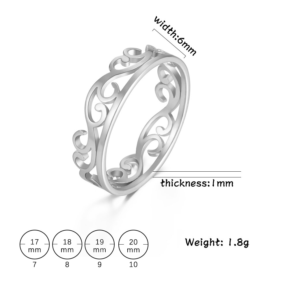 Skyrim Retro Filigree Stainless Steel Ring Cutout Gold Color Finger Rings Jewelry Wedding for Women Friend: 10 / Yellow
