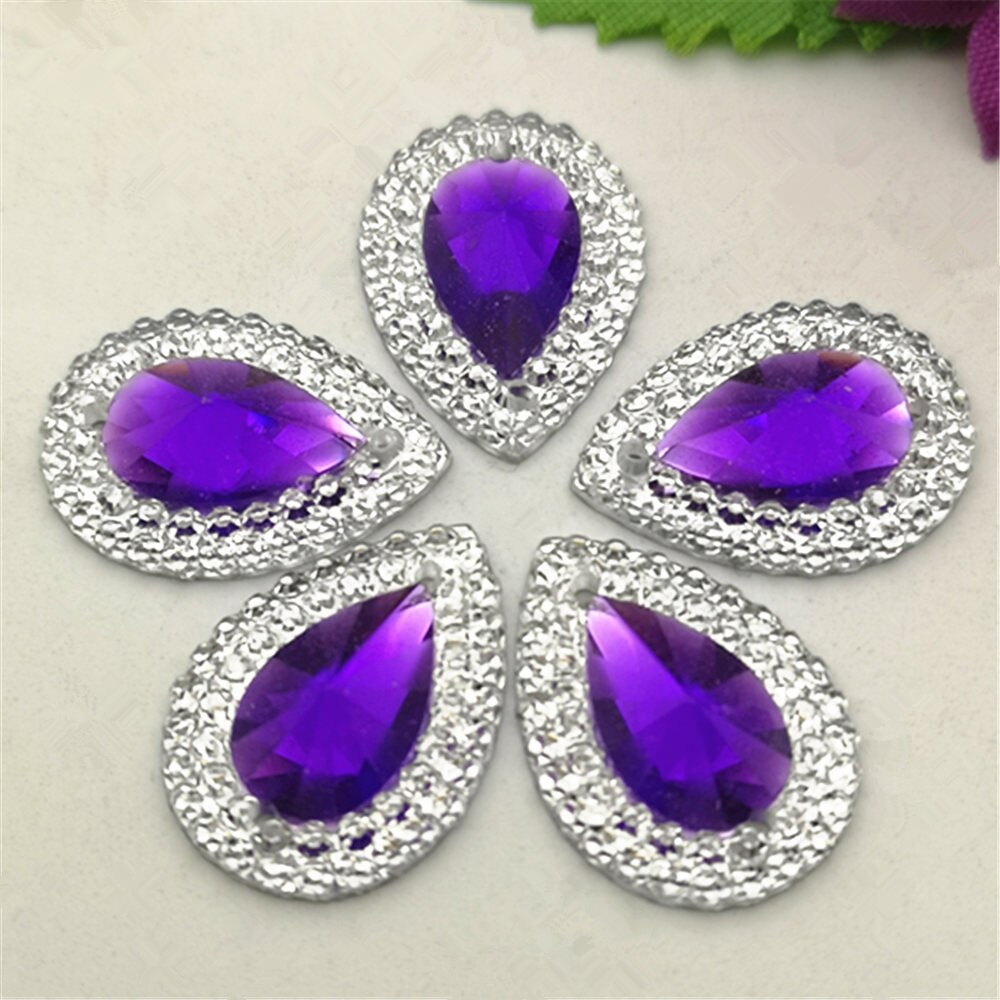 Diy 20 Stuks Mix 13Mm * 18Mm Resin Vorm Plaksteen Strass Bruiloft Decoratie: Purple 20pcs