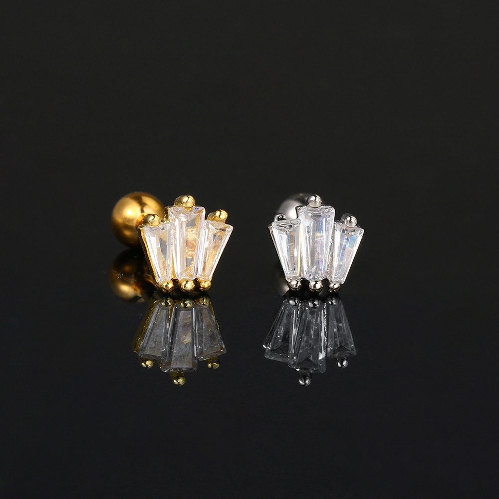 Piercing de gota de agua de cristal, pendientes de cartílago plano Tragus, Perno de oreja, hélice, Concha, Rook, lóbulo, anillo de oreja, Labret, de joyería CC092, 1pc