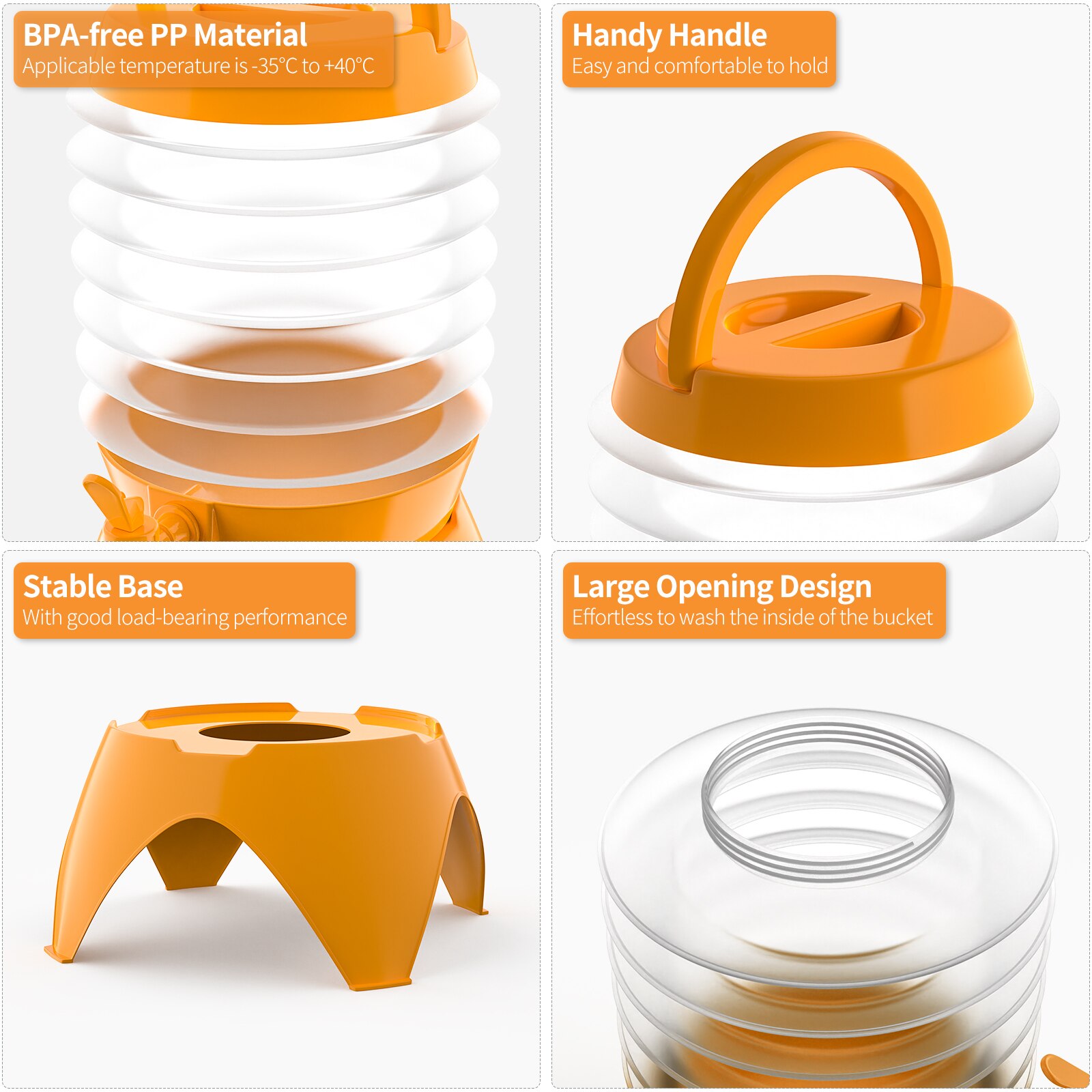 1.5 Gallon Beverage Dispenser,Collapsible Drink BPA Free Plastic Lemonade Beverage Dispenser Water Container with Stand &amp; Spigot