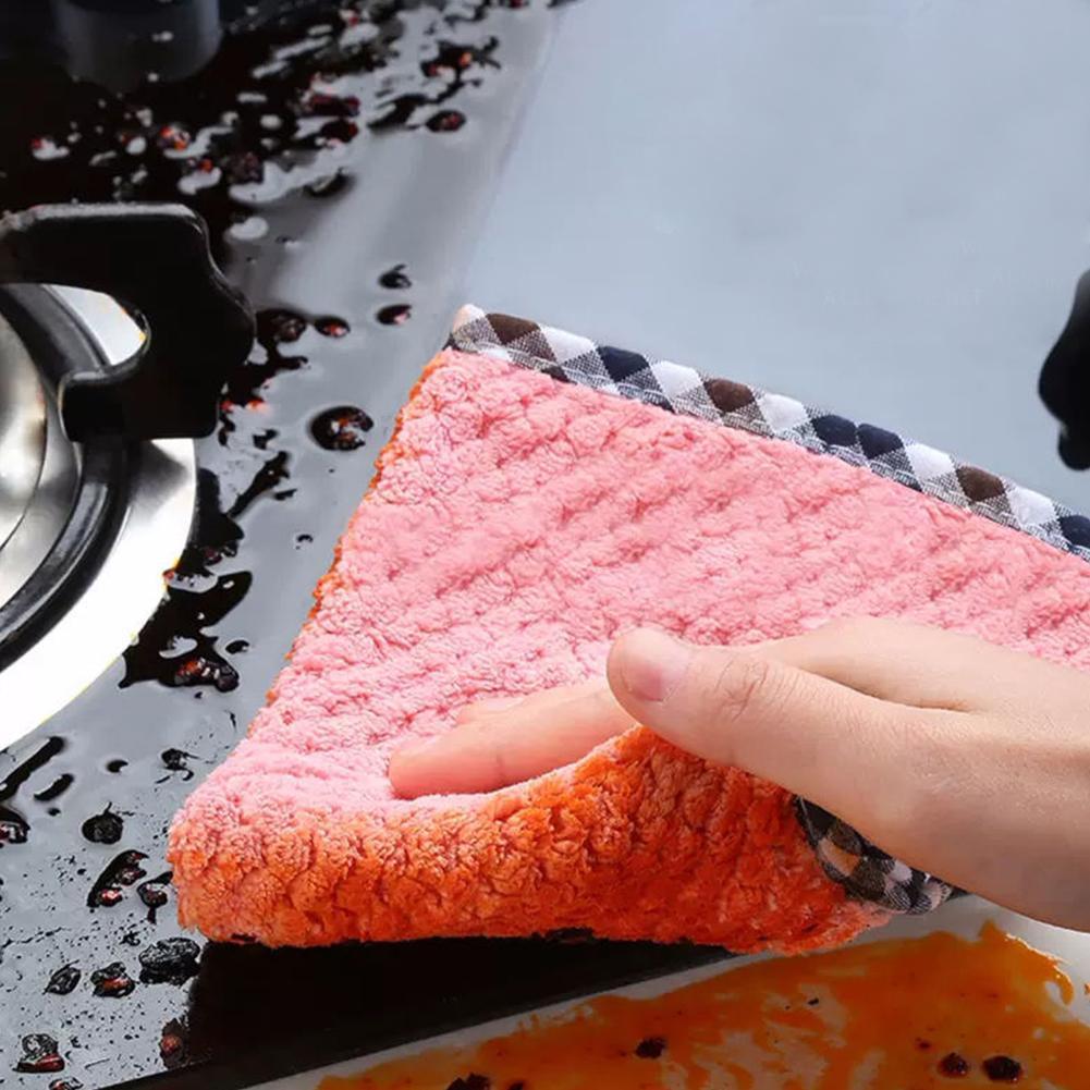 Dishwashing Cloth Towels Rags Housework Cleaning Kitchen To Grid F Oil Rags Absorbent Supplies Household Bamboo Pineapple T F8W8