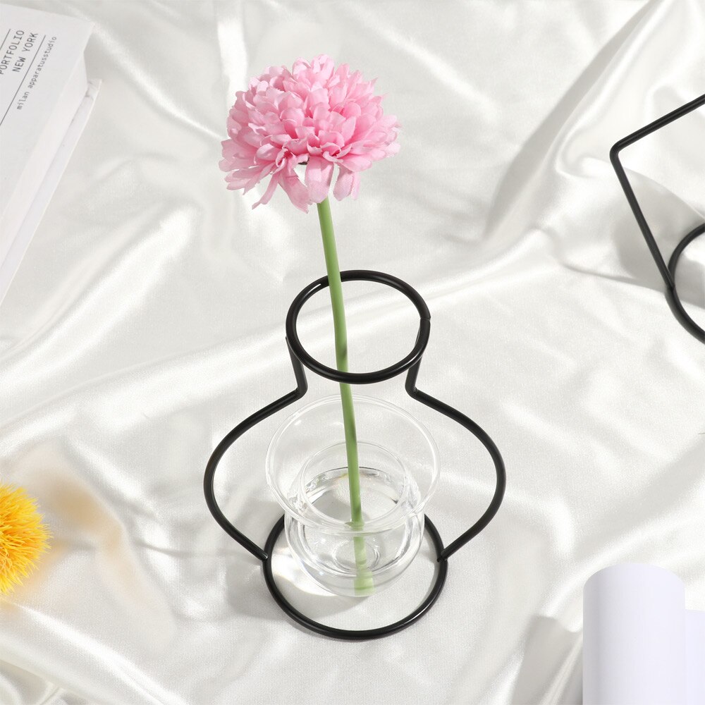 8 Types Nordic Style Iron Line Flower Vase Simple Metal Plant Holder DIY Iron Vase Ornaments Table Iron Vase Rack Home Decor