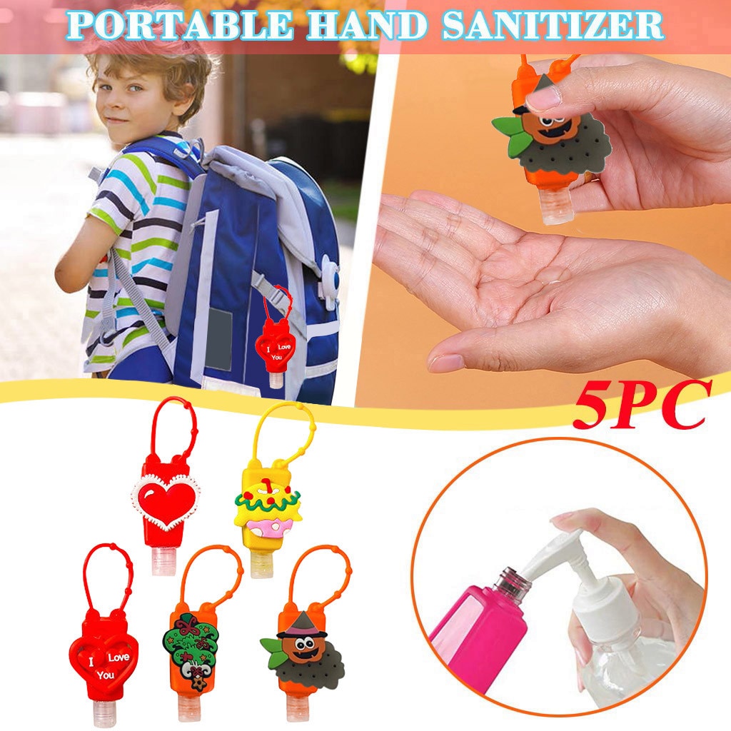 5pcs Mini Washing Gel Bottle Hand Sanitizer Portable Bottle for Kids School Bag Chain Key Handwashing Fluid Bottle 30ml