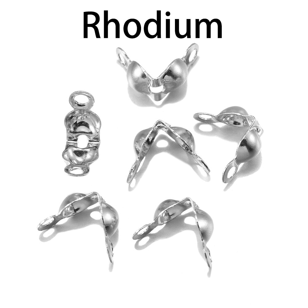 Connecteurs de chaîne à billes 4x7mm, fermoirs, pointe de perle, coquille de palourde pour bricolage, collier, Bracelets, accessoires de fabrication de bijoux, 100 – 1200 pièces/lot: Rhodium