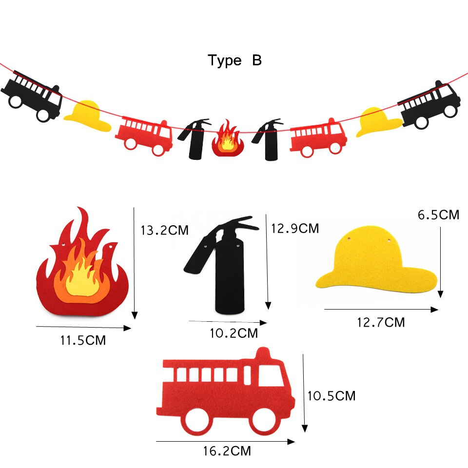 1 Set Firefighter Theme Decoration DIY Spiral Ornaments Fire truck Balloons Disposible Tableware Kids Birthday Party Supplies: Banner B